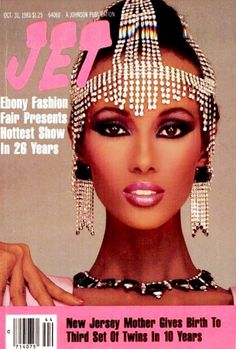 the cover of jet magazine featuring an image of a woman with large earrings on her head