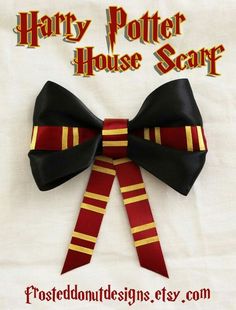 a harry potter house scarf with a bow