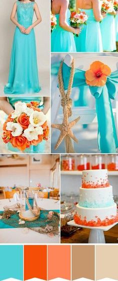 the color scheme is aqua, orange and white