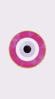 an eyeball is shown in pink and gold