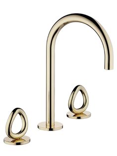 a faucet with two handles on each side and an open end in the middle