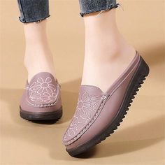 Color:Bean Paste Color \nSize Fit:True To Size \nUpper Material:PU Leather \nLining Material:PU Leather \nInsole Material:PU Leather \nOutsole Material:PU Leather \n Mules Sandals, Women Flats, Bean Paste, Slip On Mules, Mule Sandals, Womens Flats, Summer Women, Pu Leather, Slip On