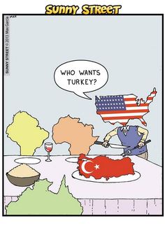 Geography Jokes, Geography Puns, Satw Comic, Comics With Unexpected Endings, Sunny Street, Thanksgiving Jokes, Thanksgiving Cartoon, Calvin Hobbes, Bad Jokes