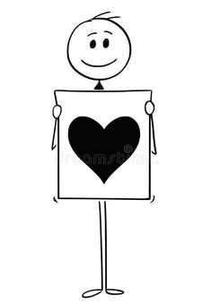 a man holding up a heart sign royalty illustration