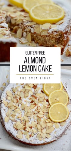 the gluten free almond lemon cake is ready to be served on the table