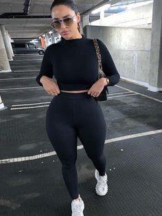 Material: 80-90% Polyester & Spandex. Features:Long sleeve. solid color. bodycon. crop top. high waist. legging. long pants.Style: SportPackage Include:Two-piece outfit. Hot Crop Tops, Stretchy Crop Tops, Yoga Outfits, Crop Top And Leggings, Fall Pants, Tracksuit Set, Sports Suit, Tracksuit Women, Shorts With Tights