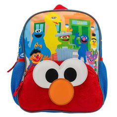 Bring Elmo and Neighbors everywhere and anywhere with this adorable and fun Elmo backpack. Your little ones will love to sport this plush front pocket backpack with all over print. The backpack is 12" and is designed with a spacious main zippered compartment with an interior wall zippered pocket for stowing other smaller essentials. The exterior zip pocket in front is great for safe carrying of small items and more. Plus, the two side mesh pockets come in handy for carrying their water bottles. Multicolor Character Backpack For Everyday Use, Character Backpack For Playtime And Back To School, Novelty Multicolor Backpack For Back To School, Kid Backpacks Senior Year, Elmo Backpack, Senior Backpacks, Fun Backpacks, Funny Backpacks, Funny Nicknames For Friends