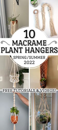 macrame plant hangers with text overlay reading 10 macrame plant hangers spring / summer 2012