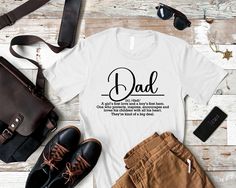 Fathers Day Gift, Dad Definition Shirt, Funny Shirt for Men, Gifts for Dad, Gift from Daughter to Dad, Best Dad Shirt, New Dad Shirt Get this soft and comfy t-shirt for all dads and grandfathers out there!  Check out my other Husband and Dad Birthday Shirts -> https://www.etsy.com/shop/craftsofhumanity?section_id=29281740 ** HOW TO ORDER ** - Choose size of your shirt - Choose color of your shirt - If you want custom writing, please include in personalization or send us a note! Quality is import Casual Father's Day Shirt As Gift, Casual Father's Day Shirt For Gift, Casual Shirt For Father's Day Gift, Best Dad Shirt, Dad Definition, Definition Shirt, Papa Shirts, Funny Shirts For Men, Men Gifts