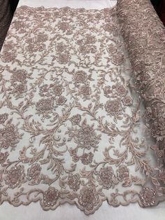 Beaded Floral BLUSH - Luxury Wedding Bridal Veil Hand Embroidery Lace Sequins/Beads For Mesh Dress Top Wedding Decoration By The Yard Indian Bridal Veil, Veil Embroidery, Bridal Shop Ideas, Bridal Embroidery, Dear Costume, Lace Veils Bridal, Floral Mesh Dress, Fabric Clothes, Beaded Fabric