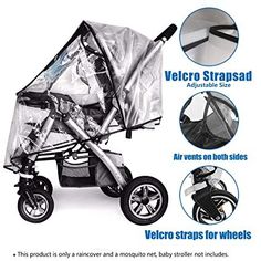 the baby stroller has an umbrella over it's head and is shown with instructions for