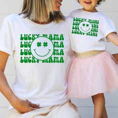 "This adorable St. Patrick's Day mommy and me matching shirts is perfect for the holiday. These St. Patrick's Day saying will bring joy to anyone who reads it. + Machine washable & dryer safe (I recommend drying on delicate) + Design color will depend on the color of the shirt that you select. For more information please check out our color chart in the photo section. + Select size and color in the drop down menu. UNISEX SHIRT SIZING AND BRAND + This shirt is a unisex shirt, unisex shirts have a Daughters Shirt, Boyfriend Fit, Branded Shirts, Matching Shirts, Unisex Shirts, Star Designs, Matching Outfits, Mommy And Me, Unisex Shirt