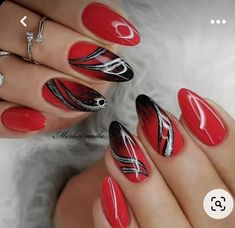 Red Nail Art Designs, Eye Nail Art, Art Deco Nails, Easter Nail Art, Finger Nail Art, Black Nail Polish, Her Nails, Red Nail Designs