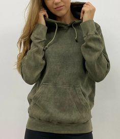 "📣STOREWIDE SALE: Up to 47% off, automatically applied at checkout. ✦ Enjoy 50% off when you spend $150. Promo code: LUCKY ✦ Vintage Olive Green Hoodie ✦ This sweatshirt hoodie with raglan sleeves is mineral-washed to look and feel just like your favorite vintage sweatshirt. Made from 100% ringspun cotton, the fabric is substantial but washed down and exceptionally soft. Broken in for a lifetime of comfort and wear in 7 vintage colors. - Color: Vintage Olive. - 100% ring-spun cotton. - Ribbed s Kangaroo Pocket Hoodie, Pocket Hoodie, Green Hoodie, Green Vintage, Denim Coat Jacket, Hooded Tops, Shoulder Design, Pink Hoodie, Plus Size Lingerie