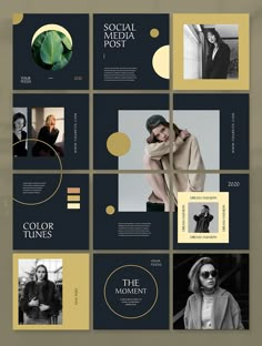 the social media postcard is designed to look like it has been created with gold and black