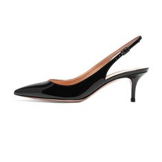 Pointed Slingback Evening Stiletto - Patent Black - C01887R4IQX - Women's Shoes, Sandals, Heeled Sandals  #HeeledSandals #Women's #Shoes # #Sandals # #Heeled #Sandals Black Fitted Slingback Pumps For Office, Elegant Black Slingback Pumps, Elegant Black Fitted Slingback Pumps, Elegant Fitted Black Slingback Pumps, Classic Black Slingback Pumps For Summer, Classic Black Slingback Pumps, Summer Sandals Heels, Clear Sandals, Camo Girl