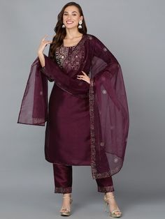 Purple Colour Suit, Purple Punjabi Suit, Purple Work, Flared Palazzo, Color Outfits, Purple Suits, Work Pattern, Baby Images, Purple Colour