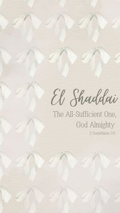 an image with the words e shadqii on it and white leaves in the background