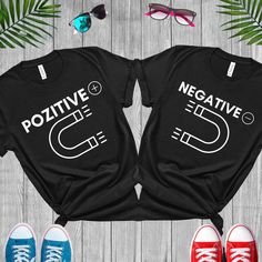 Pozitive Negative Valentines Couple Matching T-shirt Couple Tee Shirts, Funny Couple Shirts, Happy Halloween Shirt, Valentines Couple, Funny Couple, Couple Tees, Valentines Day Shirt, Couple Tshirts, Couple Matching