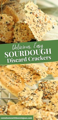 Close-up photo of thin sourdough discard crackers covered in Everything Bagel seasoning. Sourdough Discard Crackers, Discard Crackers, Sourdough Crackers, Freezer Prep, Cracker Recipe, Discard Recipe, Sourdough Bread Starter, Sourdough Starter Discard Recipe