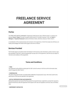 the service agreement is shown in this document