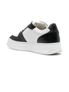 White and black calf leather Arcade sneakers, grained texture, front lace-up fastening, branded heel counter, logo patch at the tongue, perforated toebox, round toe, branded leather insole, French terry lining, flatform soleComposition: Calf Leather, 100%