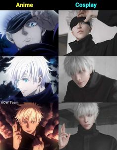 four different anime avatars, one with white hair and the other with blue eyes