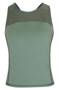 A built-in sports bra provides added support to this sweat-wicking mesh-yoke tank designed with cross-back straps and quick-drying abilities. 19" length (size Medium) Jewel neck Fixed straps Built-in bra Moisture-wicking fabric engineered for dryness and comfort 62% polyamide, 38% elastane Machine wash, dry flat Imported Supportive Racerback Activewear With Mesh Back, Supportive Mesh Back Racerback Activewear, Nylon Tank Straps Activewear For Gym, High Stretch Nylon Tank Top For Athleisure, High Stretch Nylon Athleisure Tank Top, Supportive Sleeveless Nylon Activewear, Athleisure High Stretch Nylon Tank Top, Nylon Gym Activewear With Tank Straps, Stretch Sleeveless Mesh Top With Built-in Bra