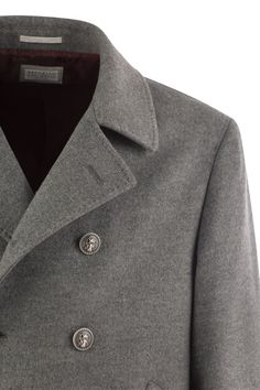 Get ready to turn heads in this vintage-inspired cashmere coat with a unique one-and-a-half-breasted closure. The velvety and fluid hand of the cashmere fabric, combined with the double technique, makes this outerwear both light and linear, perfect for any occasion. With eight metal buttons, a collar with lapels, and low welt pockets, this coat is as stylish as it is practical. Fine workmanship and materials Velvety and fluid cashmere fabric Double technique for light and linear outerwear Eight Burberry Shop, Cashmere Fabric, Leather Cap, Double Breasted Coat, Cashmere Coat, The Double, Denim Pant, Brunello Cucinelli, Metal Buttons