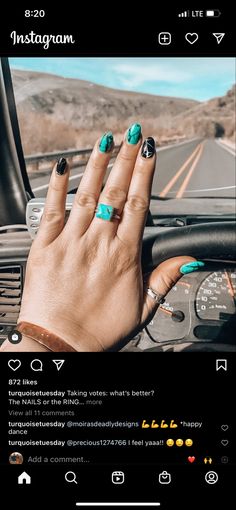 Country Acrylic Nails, Turquoise Tuesday, Cowboy Nails, Concert Nails, Western Nails, Country Nails, Queen Nails, Turquoise Nails, Cute Spring Nails