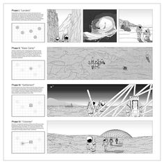 an animation storyboard showing different scenes