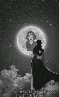 a woman standing on top of a hill under a full moon with the caption if it's not hard to tell what kind of love you are