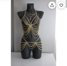 Etsy Festival Body Jewellery Gold Chain Dress, Chain Body Harness, Bra Chain, Body Chain Harness, Dancer Costume, Outfit Festival