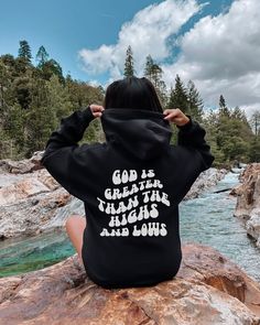 God Is Greater Than The Highs And Lows Sweatshirt,Christian Sweatshirt,Religious Sweatshirt,Aesthetic Sweatshirt,Retro Unisex T-Shirts Bella Canvas 3001 and Unisex Sweatshirts Gildan 18000 and Gildan 18500 Hoodies 1-) Please, Check and Review all Photos. 2-) Select Your T-Shirt/Sweatshirt Size and T-Shirt/Sweatshirts Color from drop down menus. 3-) Choose Your Quantity as much as you want. 4-) Click ADD TO CART. And, you can go back to add more product color for your family members or You can co Estilo Hipster, Ayat Alkitab, Aesthetic Hoodie, Milk Silk, Hipster Fashion, Jesus Saves, Fabric Names, Rock Climbing, Lacrosse