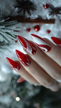 Christmas Tree Nails, Candy Cane Nails, December Nails, Tree Nails, Cute Christmas Nails