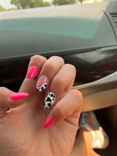 Nail Designs Western Country, Pictures Of Nails Ideas, Preppy Cowgirl Nail Ideas, Nail Ideas Cowgirl, Matte Nail Art Designs Simple, Fun And Easy Nail Designs, Cute Nails For Nashville, Nail Art Designs Cow Print, Acrylic Nails Cow Design