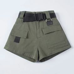 High Waist Wide Leg Cargo Women's Shorts Vintage Sashes Solid Khaki Pocket Women Shorts 2020 Summer Fashion NEW Casual Clothes Color: Black ,Khaki ,Army Green Attention The belt is includedwith the shorts. Size Chart Size Shoulder (cm) Hip (cm) Waist (cm) Length (cm) Leg(cm) S - 94 60 32 58 M - 98 64 33 60 L - 102 68 34 64 NOTE: Please compare the detail sizes with yours before you buy!!!(2.54cm = 1inch) All are measured by hand, so please allow2-3 cm mistake. SIZE OF XL Hip 106cm,Waist 72cm,Len Summer Belt, Womens Summer Shorts, Women Shorts, England Fashion, Shorts Cargo, Sunset Wallpaper, Belted Shorts, Streetwear Women, Military Fashion