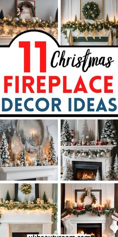 christmas fireplace decor ideas with text overlay