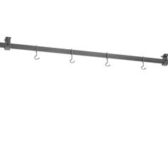 a metal rack with four hooks and two cups hanging from it's sides, against a white background