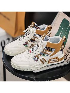 Casual Men's Shoes Skateboard Shoes Men In The Help Of All Fashion Men's Shoes Beige    PU Leather Geometric    Men Shoes, size features are:Bust: ,Length: ,Sleeve Length: Shoe Designs, Modern Shoes, Cute Sneakers, Own Style, Mens Fashion Shoes, Beige Color, New Shoes, The Fashion, All Fashion