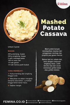 mashed potato casssava recipe on a blackboard