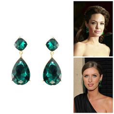 Emerald Earrings Angelina Jolie Emerald Green Inspired Style Angelina Jolie Emerald Earrings, Angelina Jolie Emerald, Celebrity Style Jewelry, Oscar Jewelry, Earrings Outfit, Emerald Green Earrings, Celebrity Jewelry, Bold Jewelry, Stud Style