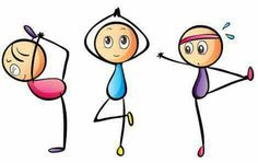 three cartoon people doing different poses with one holding the other's head and arms