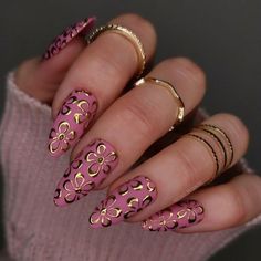 Pumpkin Nail, Fancy Nails Designs, Casual Nails, Funky Nails, Floral Nails, Fancy Nails, Chic Nails, Types Of Nails, Manicure E Pedicure