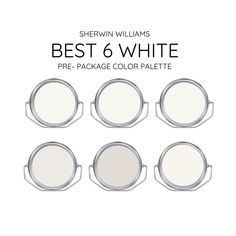 six different white paint colors with the text best 6 white pre - package color palette