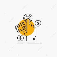 a hand holding a credit card with money coming out of it, line art, icon png and psd