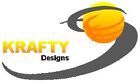 the kraffy designs logo is shown in yellow and gray with an orange basketball on it