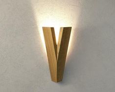 a wooden wall light on a white wall