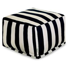 a black and white striped ottoman