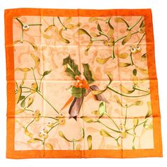 Hermès orange silk Neige d'Antan scarf. Hand-rolled edges. Scarf Hermes, Hermes Orange, Silk Twill Scarf, Hermes Scarf, Hermes Handbags, Christian Lacroix, Silk Twill, Vintage Chanel, Stylish Home